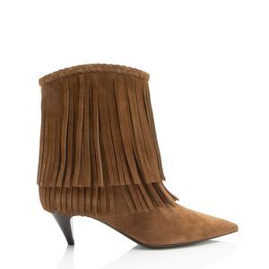 Saint Laurent Suede Fringe Charlotte Ankle Boots - Size 6.5 / 36.5